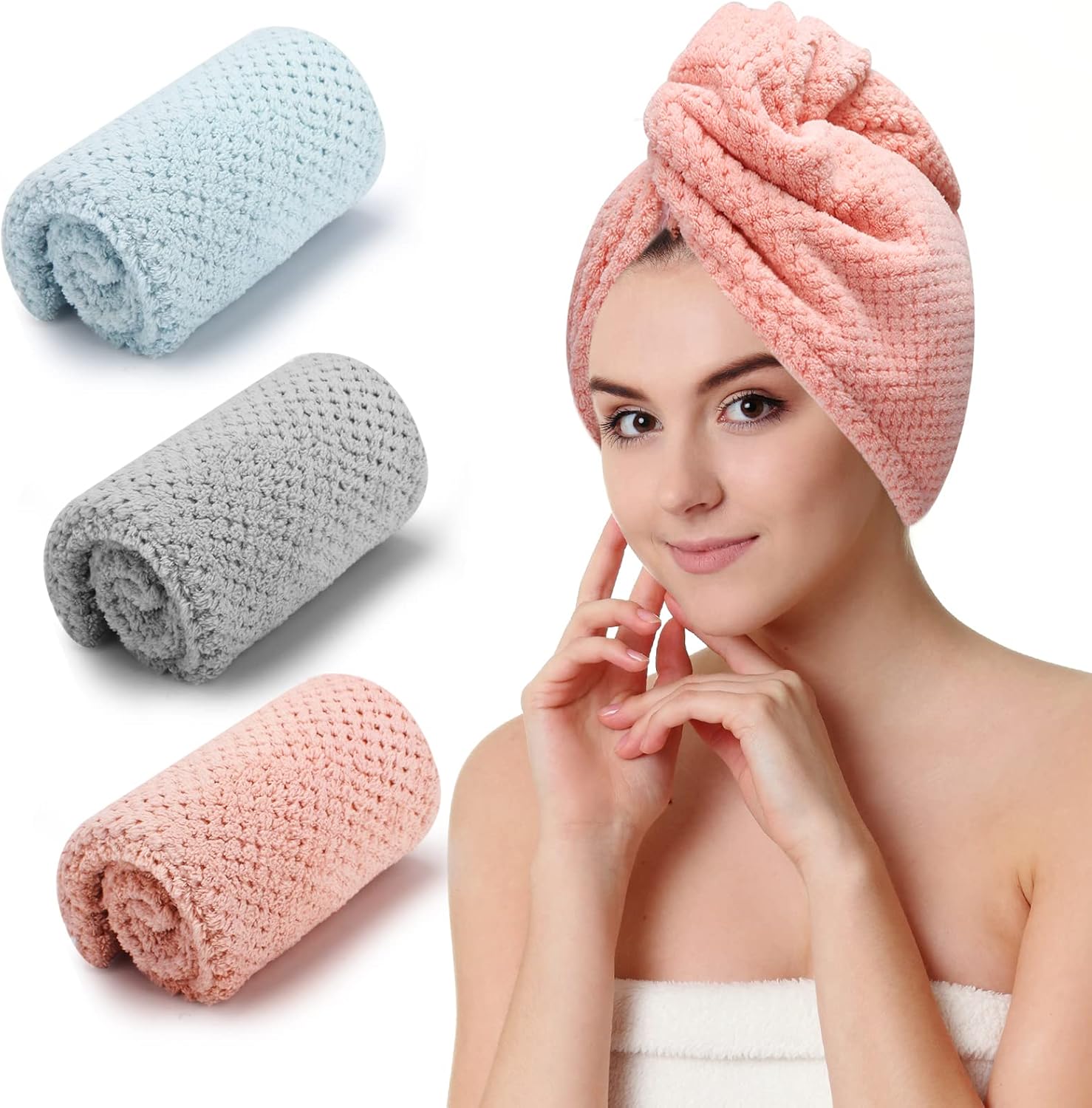 3 PCS Microfiber Hair Towel