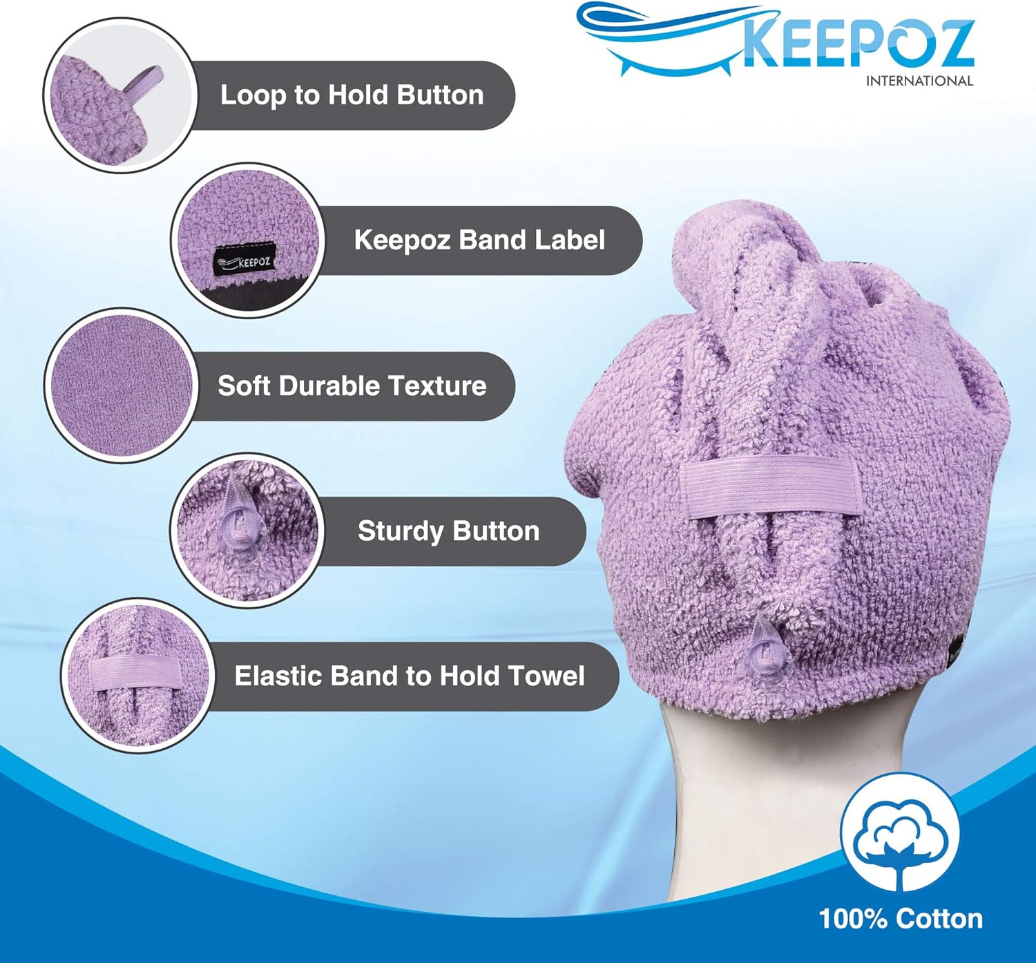 KEEPOZ Hair Towel Wrap(2pcs)